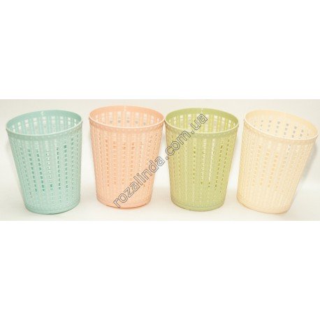 R0243 Стакан ажурный круглый пластиковый цветной (13,5 см х 11,5 см, дно - 8,5 см)