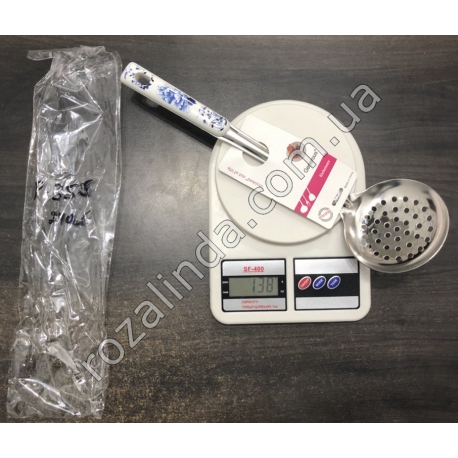 R0355 Шумовка металл с ручкой в цветочек