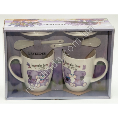 R0758 Набор 2 чашки + 2 ложки + 2 крышки "Lavender Love" 25*17*9 см.