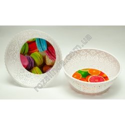 R0856 Хлебница круглая ажурная( дно с рисунком) 20*7 см.
