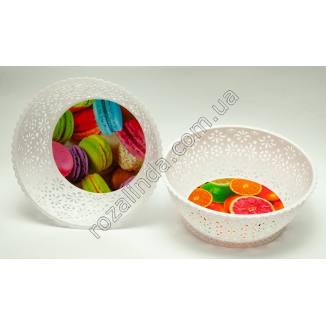 R0856 Хлебница круглая ажурная( дно с рисунком) 20*7 см.