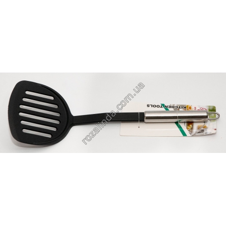 R0988 Лопатка с дырками тефлоновая, ручка метал, 11*33 см, 77 г, AHR-NA008