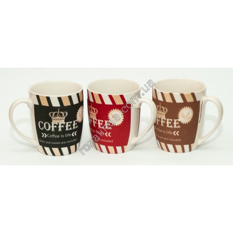 R0902 Чашка керамическая Coffe is life Корона 8,5*10 см. в асс.