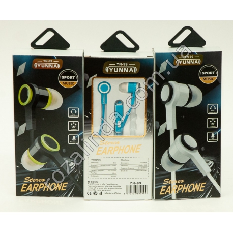 R0970 Наушники Stereo Earphone YUNNA-99(с микрофоном)