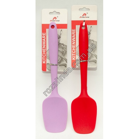 R1012 Лопатка-ложка силиконовая Kitchenware однотон. цветн. квадр. матовая 27*6 см. 102 гр. AIDAOU