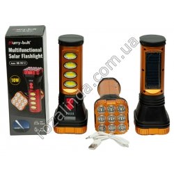 М0226 Фонарь Hurry Bolt,HB-707-2, 10W,Micro USB, инд.заряда,+солн. батар., USB А, (18*6,5*4,7) 170 г
