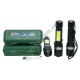 М0309 Фонарь полицейский металл 14см,1+1 Led, Zoom, XPE COB, в пласт.пенале,&nbsp;14*3.2см,&nbsp;102гр