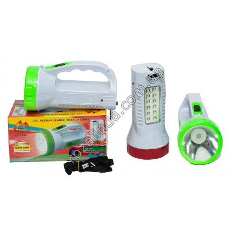 М0312 Фонарь ручной LY-1959, 1W+12SMD, зарядка - вилка выдвижная, ремешок, 15*7*7.5см,&nbsp;164гр