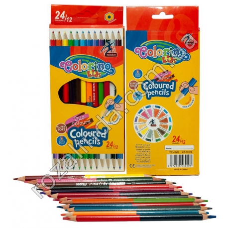 М0293 Карандаши цветные двусторонние 12шт/24цвета, Colorino kids, KZ 12/24, трехгранные