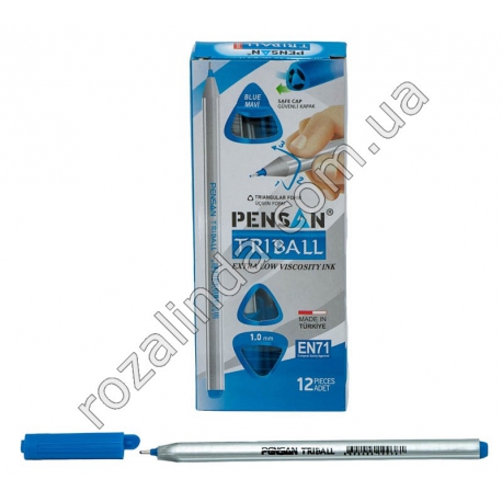 М0254 Ручка масляная синяя EN71, 12 шт/уп, PensanTriball, 15 см, 7 гр.