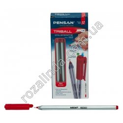 М0256 Ручка масляная красная EN71, RD-1003, 12 шт/уп, PensanTriball, 15 см, 7 гр.