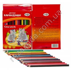М0270 Карандаши цветные 'Гамма' 18цветов, 9 шт/доза, трехгранные, 17.5*13*0.8см,&nbsp;110гр,