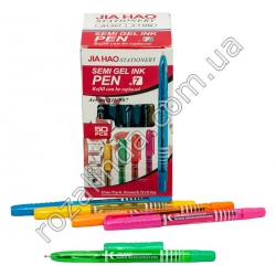 М0276 Ручка шариковая (масляная) СИНЯЯ 'Jia Hao' JH-907, (50 шт/уп), прозр. цвет. оболочка, 9гр,15см