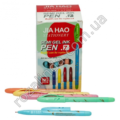 М0277 Ручка шариковая (масляная) СИНЯЯ 'Jia Hao' (50 шт/уп) JH-899, пастел. цвет. оболочка, 9гр,15см