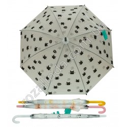 М0158 Зонт трость детский, силикон, "Bear chips say, hello veow so cute", 73 см, 250 гр.