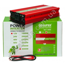 М0378 Инвертор 'Power inverter' 4000w, 12-220V, преобразователь напряжения + комплект проводов для аккумулят