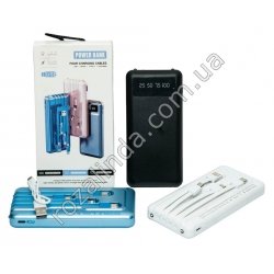 М0374 Power bank портативное зарядное устройство 'RoHS' 3.7wh, 10000mAh, Quick charge,micro вход, 4кабеля для зарядки: micro, Ty