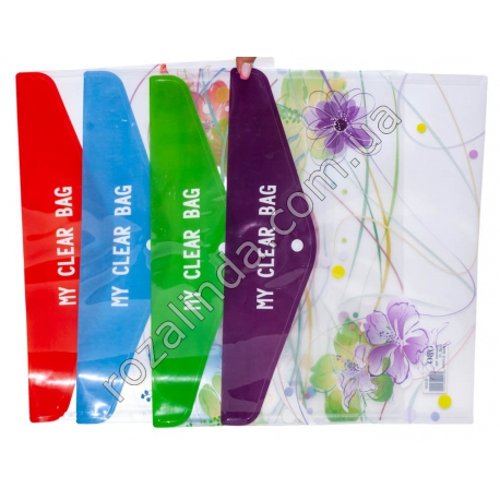 М0391 Папка для бумаг на кнопке (конверт) My clear bag, с рисунком, B220F, 36*26см, 26гр