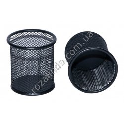 М0399 Стакан-подставка для ручек металлический круглый черный сетка, 9*10см, 57гр