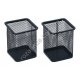 М0401 Стакан-подставка для ручек металлический квадратный сетка черный, 8*9.5см, 58гр
