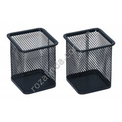 М0401 Стакан-подставка для ручек металлический квадратный сетка черный, 8*9.5см, 58гр