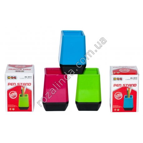 М0410 Стакан-подставка для ручек, пластик, квадратный, цветной, Pen stand, DG-6910,6.2*5.5*11см, 71г