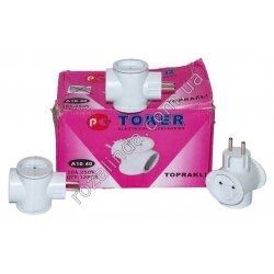 М0426 Тройник сетевой 'Toker' белый, 12 шт/доза, с заземлением, 16А, 250V, 9*5.6*5.8см, 86гр
