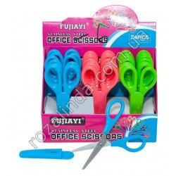 М0454 Ножницы канц. детские + чехол, Fujiayi, 6025, цвета в асс., (13,7 см) 25 гр. 24 шт/доза