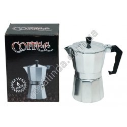 М0475 Кофеварка гейзерная алюмин. на 6 чаш. в кор., Coffee, 14.5*11*20см, 321г