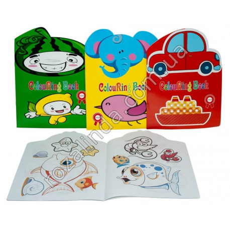 М0510 Раскраска фигурная Colouring Book JYHF-A0060-63 (16 стр./28,5*21/46гр.(12 шт/доза)