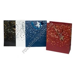М0611 Пакет подарочный бумажный (12 шт/доза) 'Звёзды' 32×26×12см, 70гр.(большой)