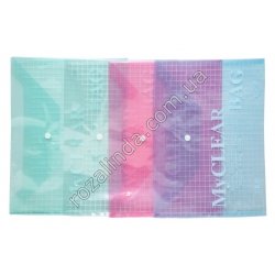 М0411 Папка-конверт А4 на кнопке, прозрачная в клетку, My Clear Bag, Н209А-14, 32,5*23,5см, 17гр,