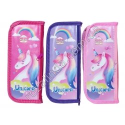М0450 Пенал 'Unicorn', ткань,обшивка, два кармана, 19.5*9*4см,60гр