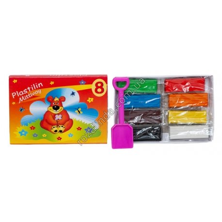 М0499 Пластилин детский 'Plastilin Mittivoy' 8 цвет. 160гр, 15.5*10.5*1,5см, 188гр