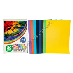 М0564 Бумага цветная двухсторонняя А4, Farebny papier 20л/10цв, 80г/м2, 21*30см, 95гр,