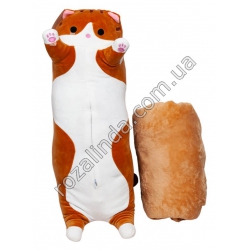 М0690 Подушка-игрушка+плед КОТ БАТОН 60*16*15см, плед 165*100см, 750гр