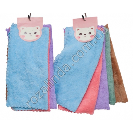 Т0034 Салфетки кухня фибра 5шт/уп, 6 уп/д Однотонная, фигурный край, 25*25см, Т34, 110гр