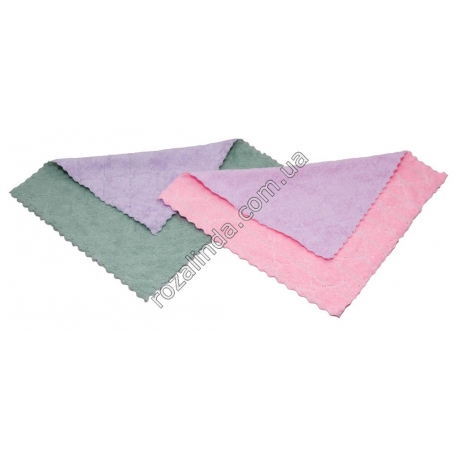 Т0035 Салфетка кухня фибра 10/д Двухсторонняя, фигурный край, 30*30см, Т35, 27гр