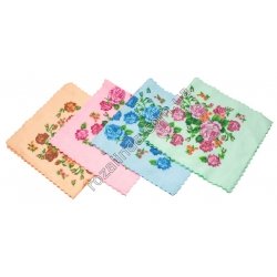 Т0148 Полотенце кухня фибра тонкое 12/д 'Фигурный край' цветы 25*50см, T148, 25гр