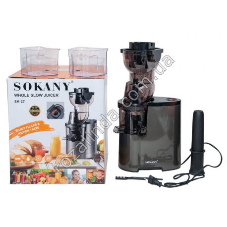 Е0022 Соковыжималка шнековая SOKANY SK-27, 150W, вал 7 сегментов, сист.защиты,31*29.5*35см, 3,215кг