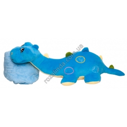М0689 Подушка-игрушка+плед ДИНОЗАВР длинная шея 85*33*25см, плед 175*100см, 950гр