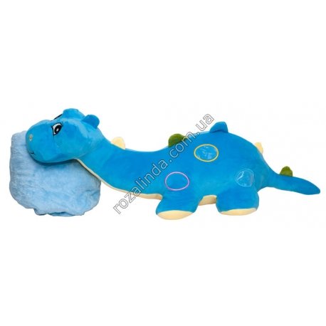 М0689 Подушка-игрушка+плед ДИНОЗАВР длинная шея 85*33*25см, плед 175*100см, 950гр