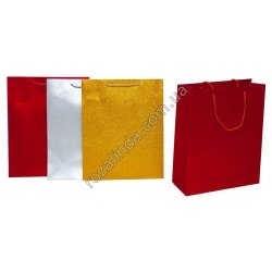 М0739 Пакет подарочный бумажный (12/д) 26*32*10см, 76г, (большой), Однотонный блестящий,