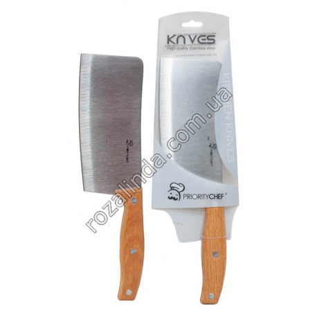 Т0193 Нож-топор 27.5см кухонный с деревянной ручкой 'KN VES' Prioritychef, 15.5*7см лезвие, 181гр