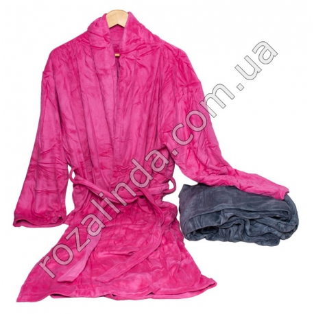 Т0261 Халат банный м/фибра полировка, карманы, пояс, T0261, 185/xxxl, 55*135см,