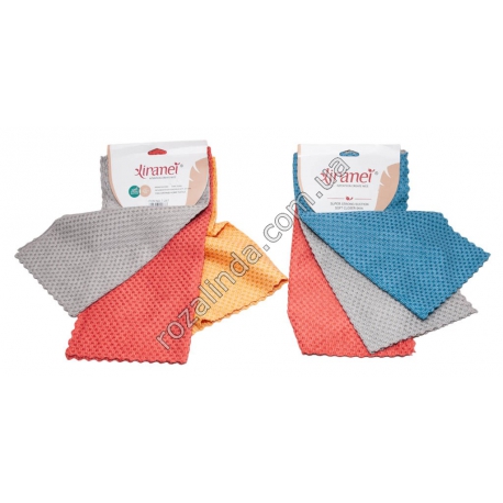 Т0267 Салфетки фибра антижир 3шт/уп, 4уп/д, 'Точечка' 30*30см, Xiranei, T0267, 88гр,