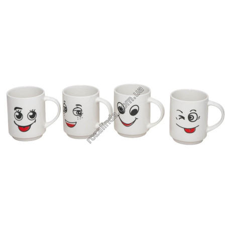 М0701 Чашка керам.'Smile' с красным, 350мл, 8*6.5*10см, 297гр