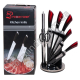 Т0191 Ножи набор 8пр(веер) Priority chef (5ножей+ножницы+мусат+подставка) Красный хамелеон, 1220гр,