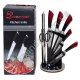 Т0191 Ножи набор 8пр(веер) Priority chef (5ножей+ножницы+мусат+подставка) Красный хамелеон, 1220гр,
