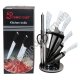Т0192 Ножи набор 8пр(веер) Priority chef (5ножей+ножницы+мусат+подставка)Белый мрамор, 1220гр,